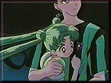 Seiya holding a scared Usagi