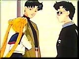 Usagi and Mamoru walking past Seiya