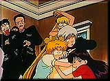 Rei, Minako, and Usagi clinging to Yaten. Seiya and Taiki are horrified
